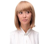 Parrucca da Donna Corto Bob Longbob Coda Liscia Biondo Platino con Meches 7803