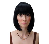 Parrucca da Donna Corto Bob Longbob Frangia Punte Ricurve Nero 7803-1
