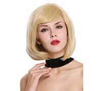 Parrucca da Donna Corto Bob Longbob Riga Biondo Platino Tendenza con Meches