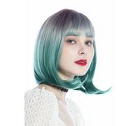 Parrucca da Donna Corto Liscio Longbob Bob Frangia Viola Verde Parrucca