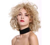 Parrucca da Donna Corto Lunghezza Alle Spalle Wild Ricci Voluminoso Mix Biondo