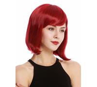 Parrucca da Donna Corto Lunghezza Spalla Bob Longbob Coda Liscia Rosso Rubino