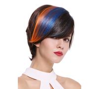 Parrucca da Donna Corto Marrone Scuro Con Blu Arancione Riga Paradiesvogel SA100