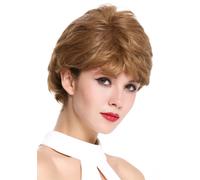 Parrucca da Donna Corto Mosso Ondulato Denso Riga Biondo Scuro Mix Biondo
