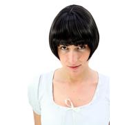 Parrucca da Donna Corto Nero Francese Paggio Bob 20er Liscio Capello 7804