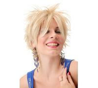 Parrucca Da Donna Corto Toupé Onde Punk Anni '80 Biondo BLUE144