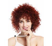 Parrucca da Donna Corto Voluminoso Kraus Ricci Rosso Scuro Rame Rosso