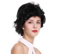 Parrucca da Donna Corto Wild Capelli Cotonati Ondulato 80er Anni Nero M-270-1