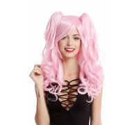 Parrucca da Donna Cosplay 2 Codini Lungo Ondulato Gotico Lolita Giappone Rosa