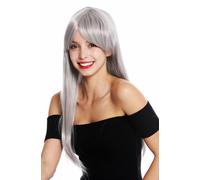 Parrucca da Donna Cosplay Lunga Liscia Frangia con Riga Grigio YZF-41062
