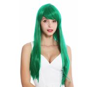 Parrucca da Donna Cosplay Lunga Liscia Frangia con Riga Verde YZF-41062