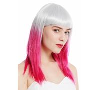 Parrucca da Donna Cosplay Lungo Coda Liscia di Ombre Mix Chiaro Grigio Rosa 8967