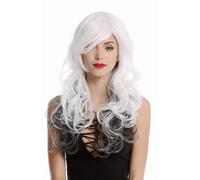 Parrucca da Donna Diva Lungo Bianco + Nero Lungo Ondulato a Strati Riga