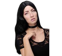 Parrucca da Donna Diva Lungo Riga IN Mezzo Liscio Onde Nero GFW1734-1B