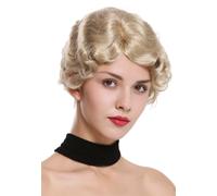 Parrucca da Donna Donne Corto 20er Anni Charleston Mosso Riga Biondo