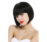 WIG ME UP-VK-4-1B Parrucca Donna Corta Bob Classico Frangetta dritta Liscia Nero