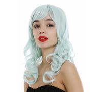 Parrucca da Donna Donne Lungo Ricci Ondulato Frangia Cosplay Verde Chiaro