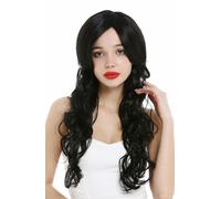 Parrucca da Donna Donne Lungo Ricci Wet Look Mosso Nero