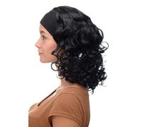 WIG ME UP - Parrucca Donna Fascetta(fissa) Voluminosa Chioma Ricciuta Lunga fino alle Spalle Nero e Nero velluto BRO-704-1B