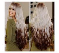 Parrucca da donna Festa quotidiana Ombre Parrucca riccia bianca argentata con frangia Parrucche sintetiche naturali Lolita Parrucca capelli ondulati lunghi per le donne Parrucche sintetiche naturali