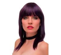 Parrucca da Donna Frangia Lunghezza Alle Spalle Liscio Scura Lilla Viola Blu Mix