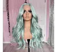Parrucca da donna GN8 con pizzo frontale sintetico a onde lunghe dall'aspetto naturale per uso quotidiano parrucche Cosplay menta GN8 5919 61 cm