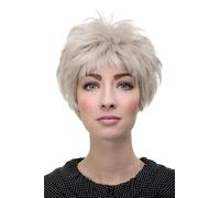 Parrucca da Donna Grigio Argento Corto Riccio Taglio Matura Lady H9034-T4503