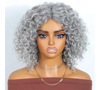Parrucca Da Donna In Capelli Umani, Caschetto Corto, Riccio E Mosso, Con Pizzo, Capelli Brasiliani Remy, Per Un'acconciatura Naturale Ed Elegante
