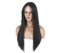 Parrucca Da Donna Intrecciata A Mano In Pizzo Frontale A Forma Di T, Parrucca Con Capelli Lunghi Lisci Con Riga Centrale E Copertura Completa Della Testa