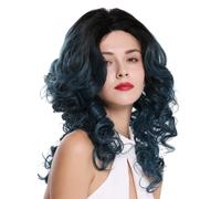Parrucca Da Donna Lace Front Monofilamento Lunga Ricci Volume Toupée Nera Blu