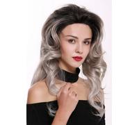 Parrucca Da Donna Lace Front Monofilamento Lunga Toupée Ombre Nero Grigio Mix
