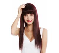Parrucca da Donna Lunga Liscia più Lunghe Frangia con Riga Rosso Bordeaux VK-8