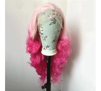 Parrucca da donna lunga ondulata, colore alla moda, sintetica, con radici chiare, per uso quotidiano, colore sfumato, 61 cm, pizzo frontale