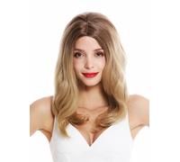 Parrucca Da Donna Lunga Ondulata Con Riga Centrale Ombre Marrone Biondo