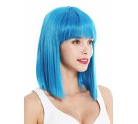Parrucca da Donna Lunghezza Alle Spalle Longbob Liscio Kleopatra Frangia Blu