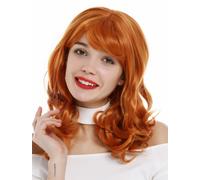 Parrucca da Donna Lungo Ricci Ondulato Frangia Cosplay Arancione 3001