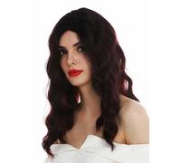 Parrucca da Donna Lungo Riga Mosso Ondulato Nero Rossi Meches