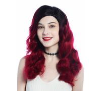 Parrucca da Donna Lungo Riga Opulento Mosso Diva 30er Ombreggiato Nero Rosso