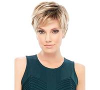 Parrucca da donna marrone corta soffice naturale riga laterale bionda parrucche corte dritte per donne capelli resistenti al calore parrucche piene strato corto capelli naturali A