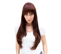 Parrucca da Donna Marrone-Rosso Biondo con Meches Frangia Lunga Riga Liscio 3111