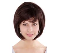 Parrucca da Donna Mogano Braun con Meches Bob Longbob Riga Corto 49023