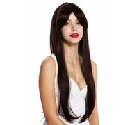 Parrucca da Donna Molto Lunga Liscia Frangia con Riga Mogano Braun Mix