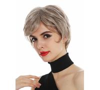Parrucca da Donna Monofilo Corto Marrone Chiaro Argento Silberblond con Meches