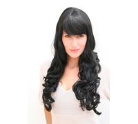 Parrucca Da Donna Nera Lunga Capelli Latina Ondulata Riccia Parrucca 285-1B