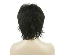 Parrucca da donna nera/rosso vino, corta, liscia, a strati, sintetica, completa, 4 castano scuro, 6 pollici