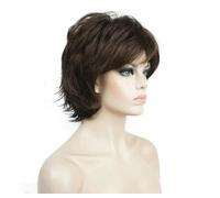 Parrucca Da Donna Nera/Rosso Vino Parrucche Sintetiche Corte E Lisce A Strati