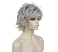 Parrucca Da Donna Nera/Rosso Vino Parrucche Sintetiche Corte E Lisce A Strati