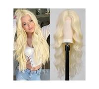 Parrucca da donna Parrucca alla moda con capelli lunghi e ricci in fibra sintetica, seta ad alta temperatura, copertura completa della testa Parrucche umane(103f-golden)