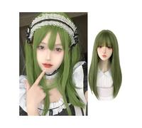 Parrucca da donna Parrucca alla moda Copricapo for parrucca Copricapo for parrucca in seta ad alta temperatura con fibbia interna for capelli lisci verdi da donna Parrucca