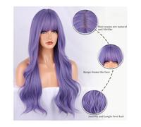 Parrucca da donna Parrucca alla moda L'animazione dei capelli lunghi evidenzia il copricapo delle parrucche di seta ad alta temperatura dei capelli ricci lunghi della grande onda viola Parrucca